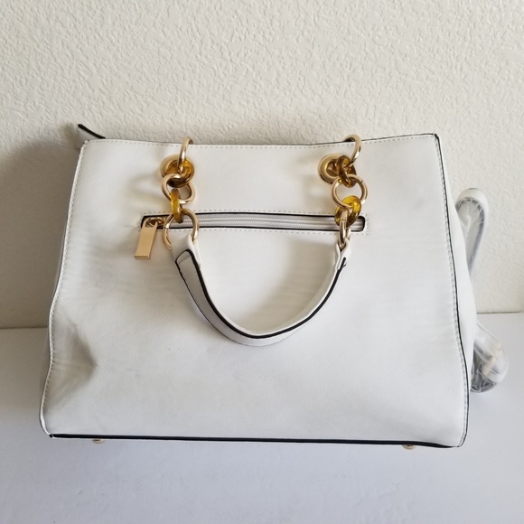 White Ivory Large Vegan Handbag Purse Crossbody - Picture 2 of 7
